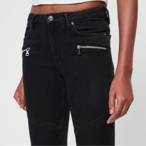 AllSaints Grace Cropped Moto Jeans